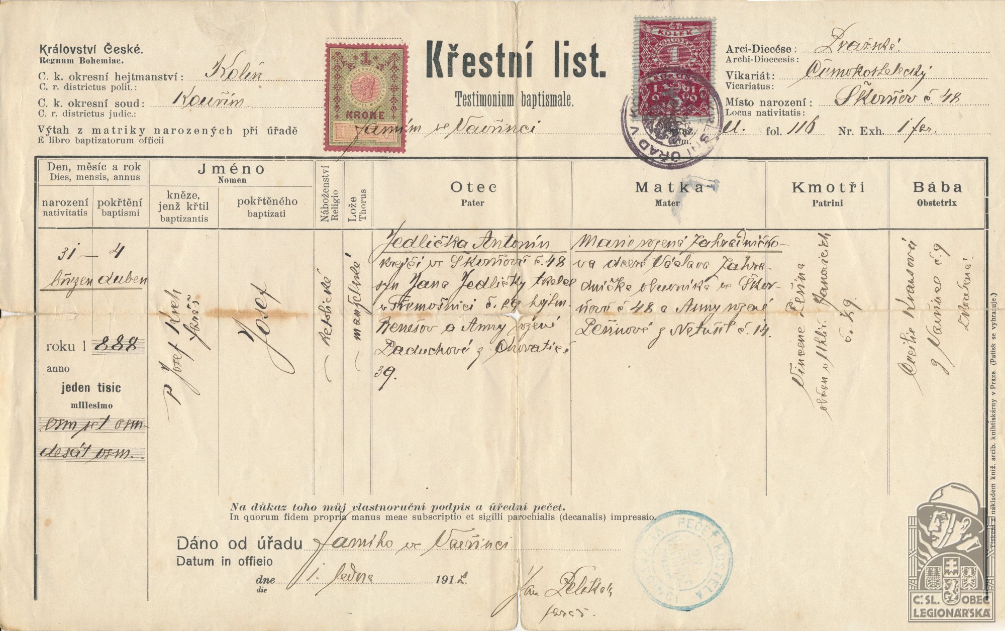 Křestní list (40994.600)